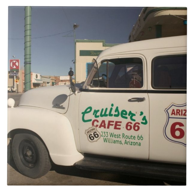 USA, Arizona, Williams: Cruisers Cafe 66 Old Tile (Front)