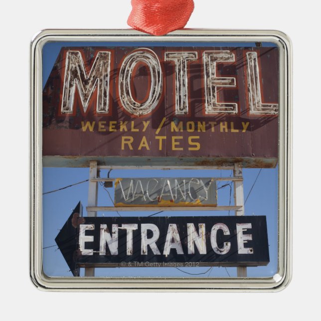 USA, Arizona, Winslow, Old-fashioned motel sign Metal Ornament (Front)