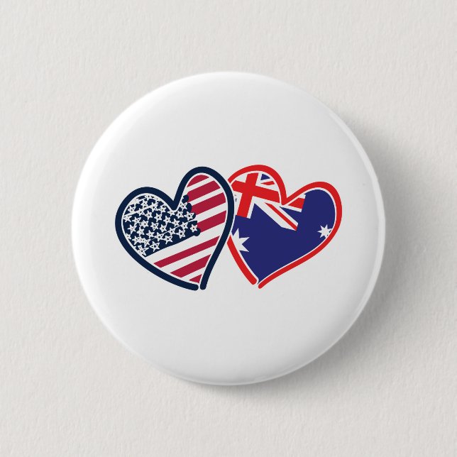 USA---Austrailia-Love 2 Inch Round Button (Front)