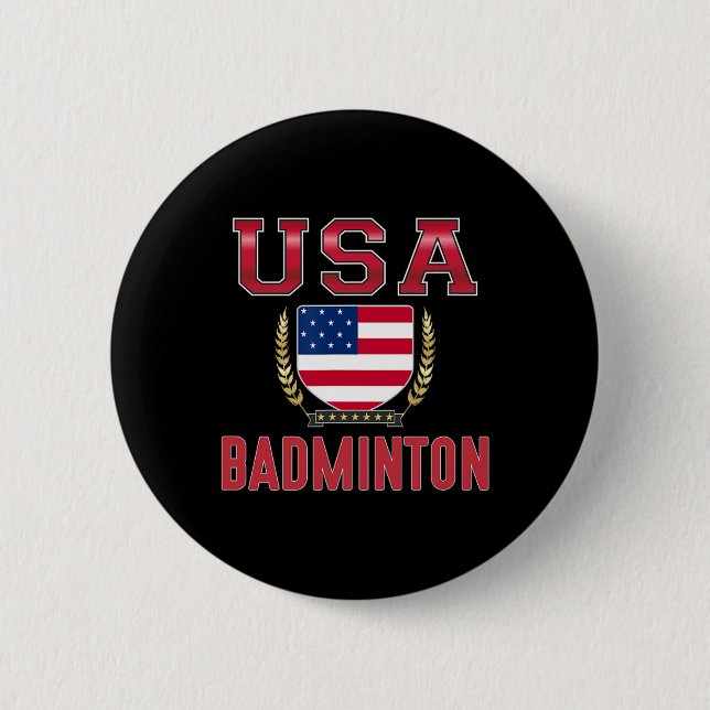 Usa Badminton -  2 Inch Round Button (Front)