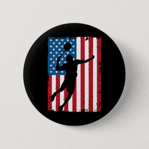 Usa Badminton Flag Vintage Sports Flag  2 Inch Round Button
