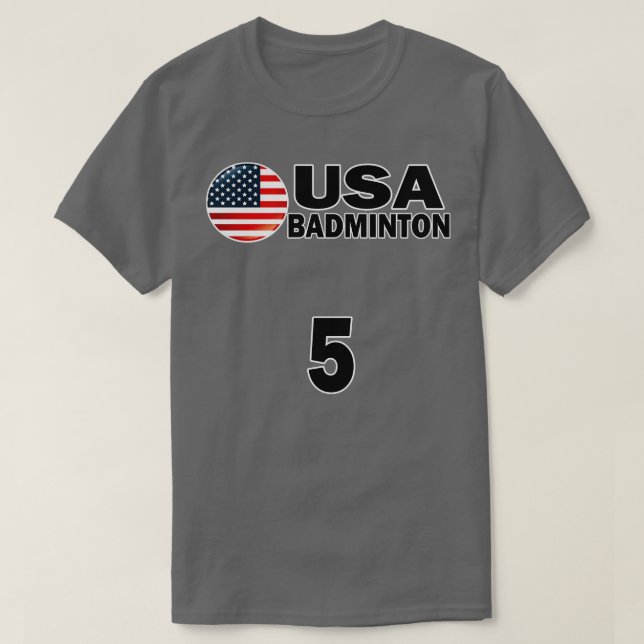 USA Badminton Number 5 Tshirt Design (Design Front)