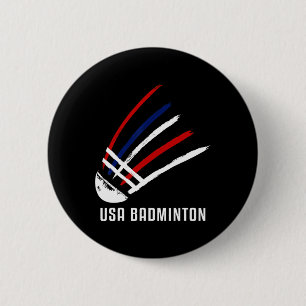 Usa Badminton Shuttle Red White Blue 2 Inch Round Button