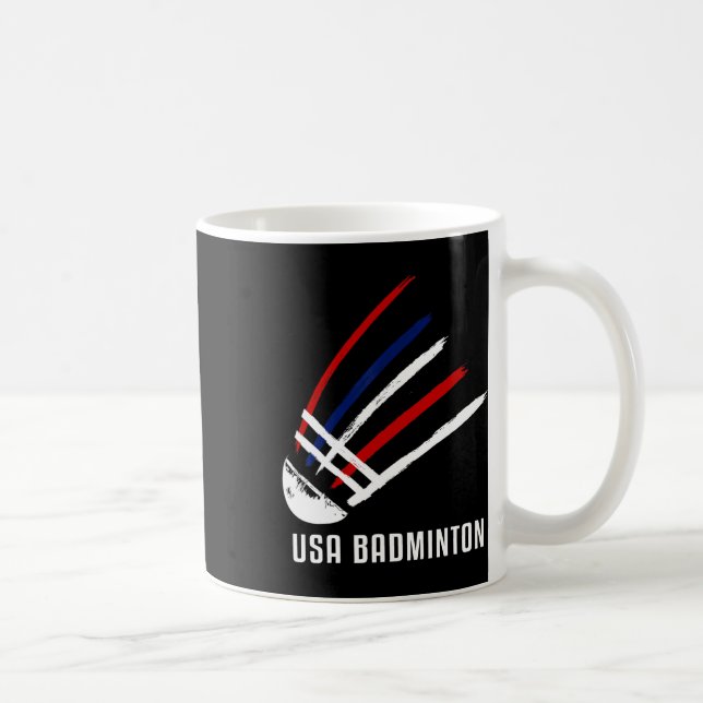 Usa Badminton Shuttle Red White Blue  Coffee Mug (Right)