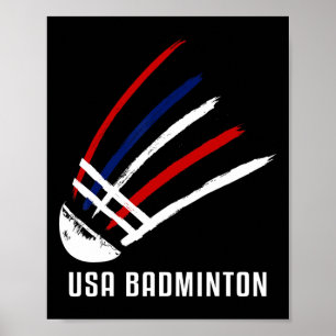 Usa Badminton Shuttle Red White Blue  Poster