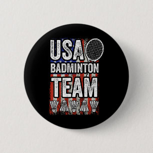 Usa Badminton Team American Flag Funny Badminton F 2 Inch Round Button