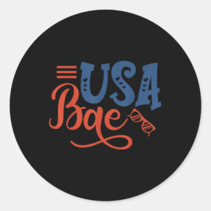 Usa Bae Patriotic Memorial Day Family Men Women Bo Classic Round Sticker