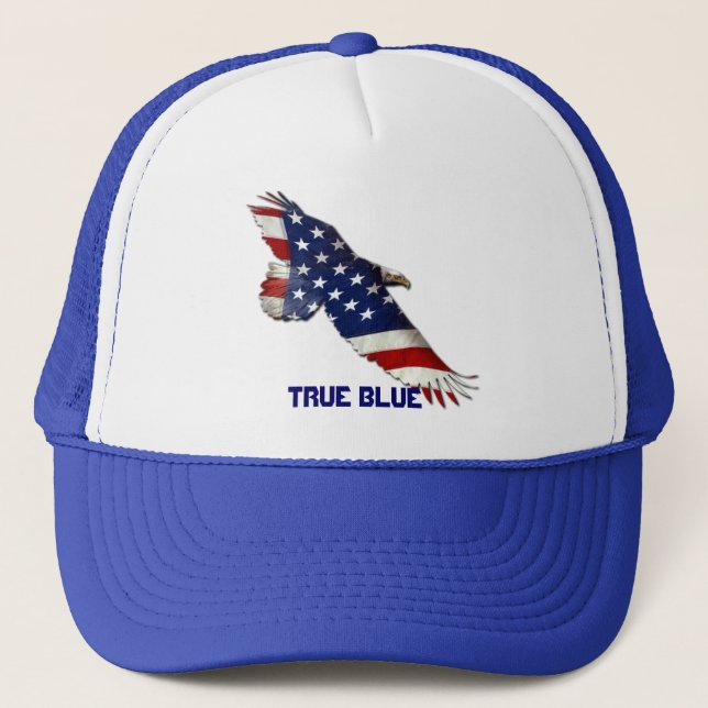 USA Bald Eagle & US Flag Vrai Casquette bleu (Devant)