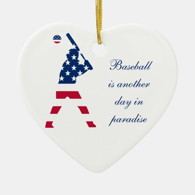USA Baseball player American flag Ceramic Ornament (Front)