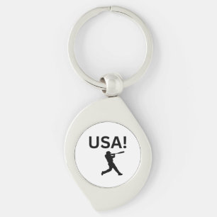USA baseball player using dot as a ball Keychain