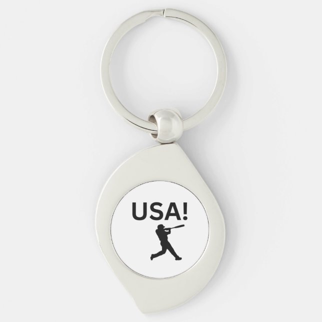 USA baseball player using dot as a ball Keychain (Front)