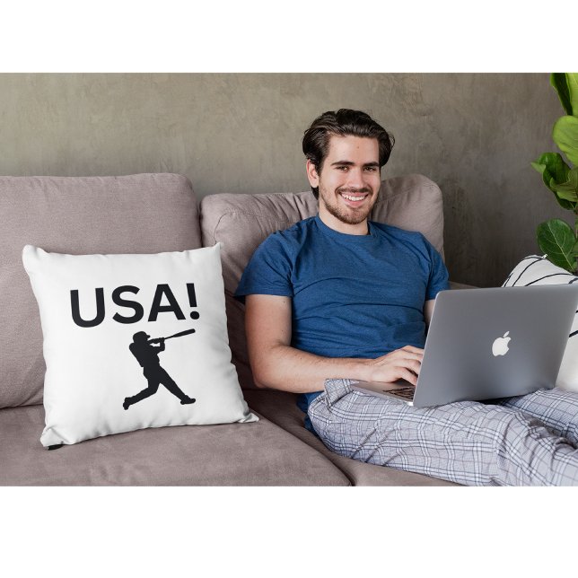 USA baseball player using dot as a ball Throw Pillow (Creator Uploaded)