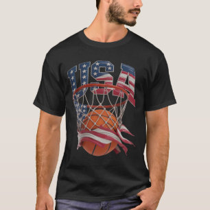 USA Basketball Shirt, Patriotic American Flag Hoop T-Shirt