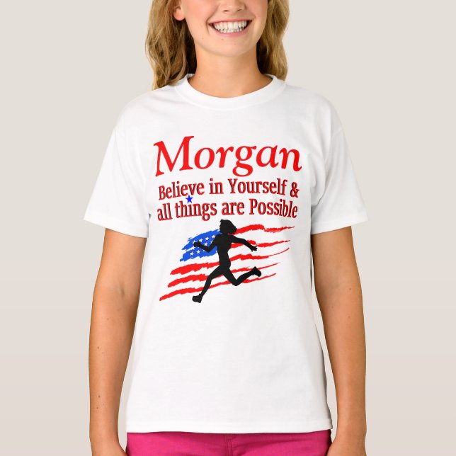 USA BELIEVE IN YOURSELF RUNNER PERSONALIZED TEE (Front)