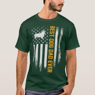 USA Best Welsh Corgi Dog Dad Ever American Flag Gi T-Shirt
