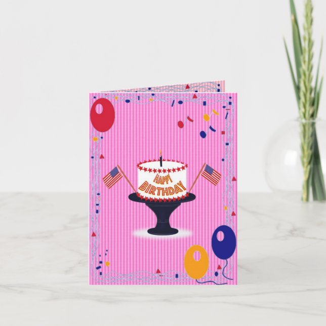 USA Birthday Cake Card (Front)
