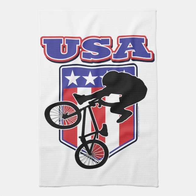USA BMX Biker Kitchen Towel (Vertical)