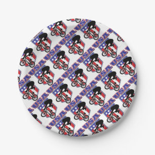 USA-BMX Biker Paper Plate