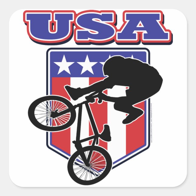 USA BMX Biker Square Sticker (Front)