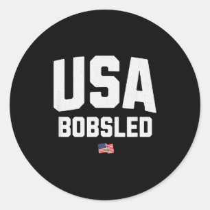 Usa bobsled classic round sticker