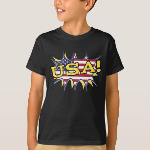 USA Boom Pop Pow flag star burst T-Shirt