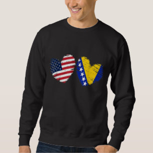 USA Bosnia and Herzegovina Flag Heart Bosnian Amer Sweatshirt