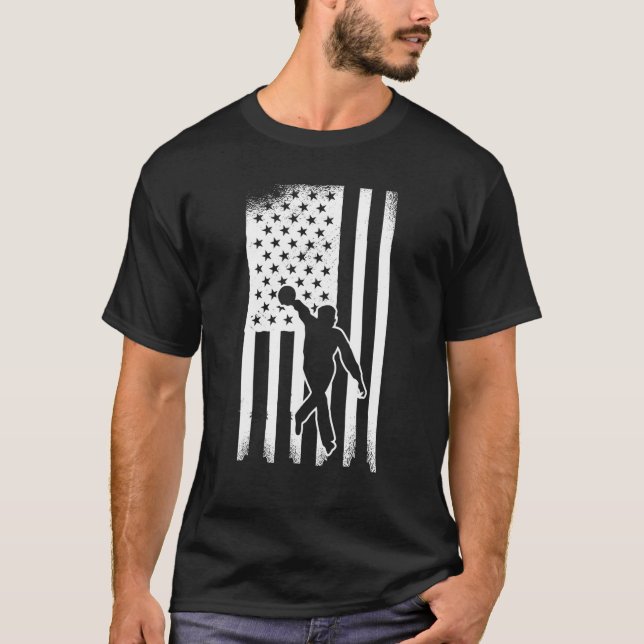 USA bowl US flag bowling team bowling ball 1 T-Shirt (Front)