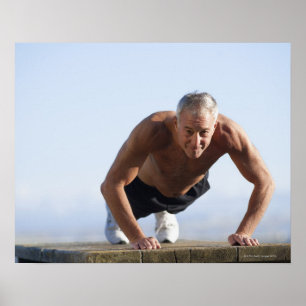 USA, California, Berkeley, Senior man exercising Poster