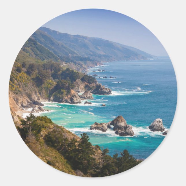 USA, California. California Coast, Big Sur Classic Round Sticker (Front)