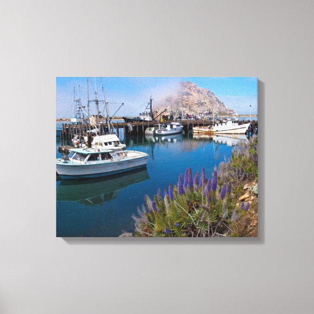 USA, California. Docked Boats At Morro Bay Canvas Print (Front)