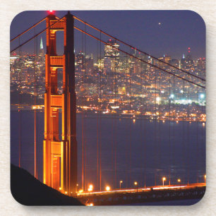 USA, California. Golden Gate Bridge At Night Coaster