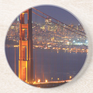 USA, California. Golden Gate Bridge At Night Coaster