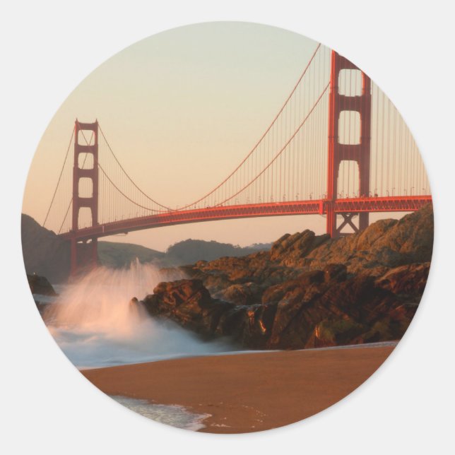 USA, California. Golden Gate Bridge View Classic Round Sticker (Front)