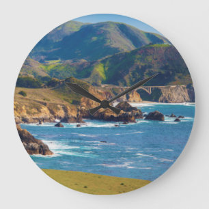 USA, California. Panorama Of Big Sur With Bixby Large Clock
