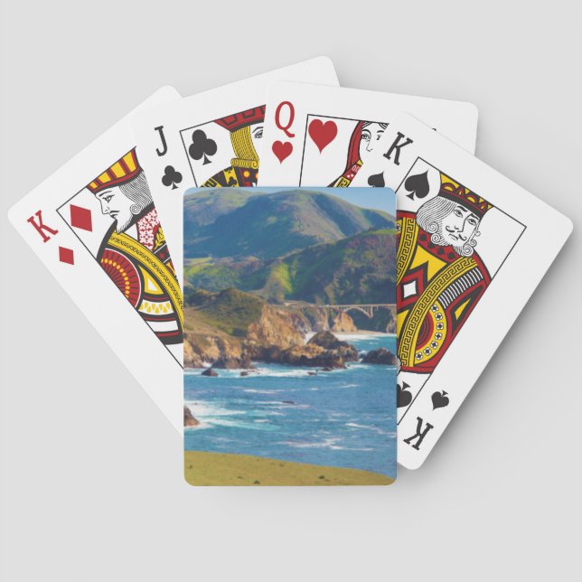 USA, California. Panorama Of Big Sur With Bixby Playing Cards (Back)