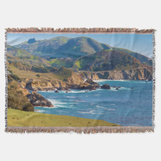 USA, California. Panorama Of Big Sur With Bixby Throw Blanket (Front)