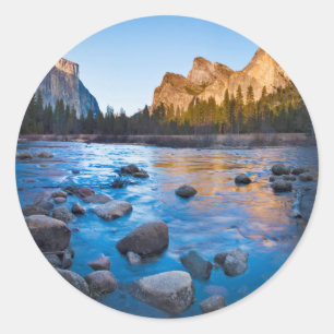 USA, California. Rocky Reflections In Merced Classic Round Sticker