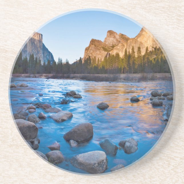 USA, California. Rocky Reflections In Merced Coaster (Front)