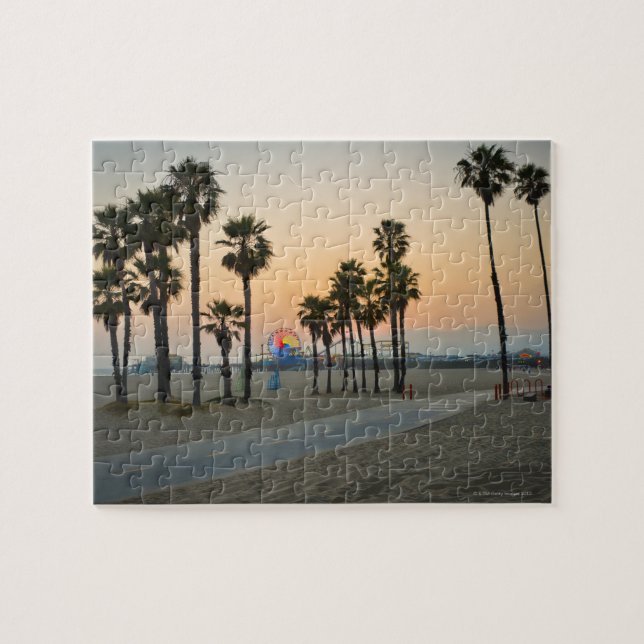 USA, California, Santa Monica Pier at sunset Jigsaw Puzzle (Horizontal)