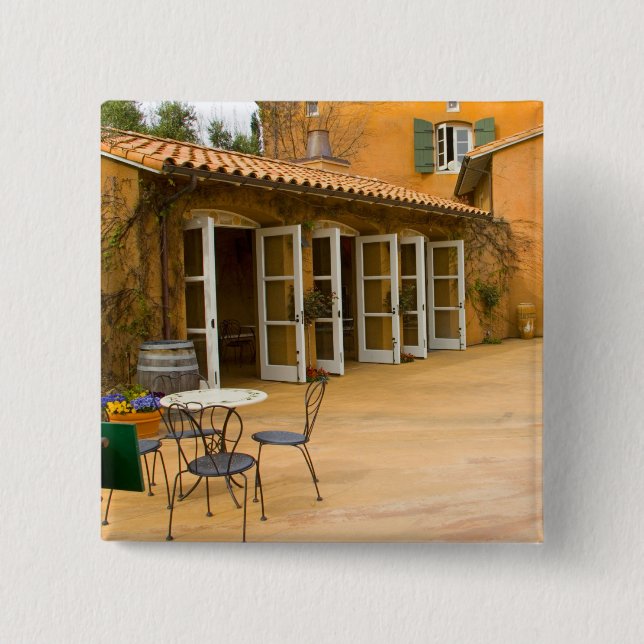 USA, California, Sonoma Valley, Patio at Viansa 2 Inch Square Button (Front)