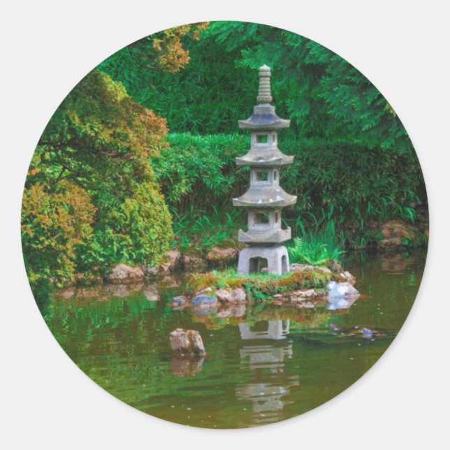 USA, California. View Of A Pond Classic Round Sticker (Front)