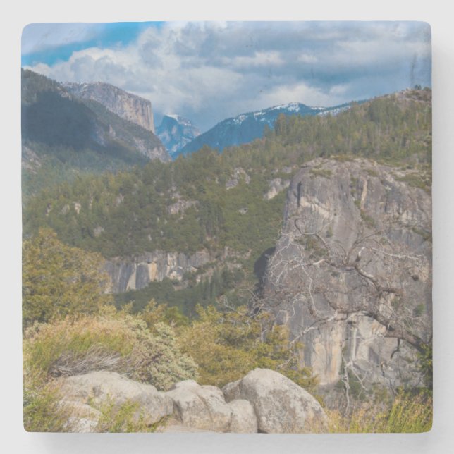 USA, California. Yosemite Valley Vista 2 Stone Coaster (Front)