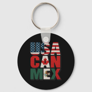 Usa Can Mex Flag Soccer North America Footbyll Fan Keychain