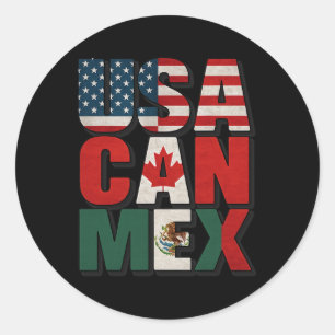 Usa Can Mex Flag Soccer North America Footll Fan A Classic Round Sticker