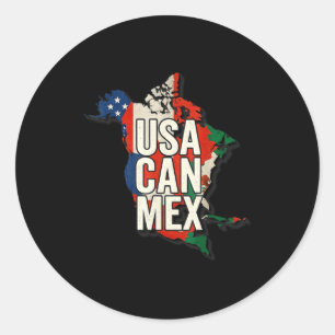 Usa Can Mex Soccer North America Football Fan  Classic Round Sticker