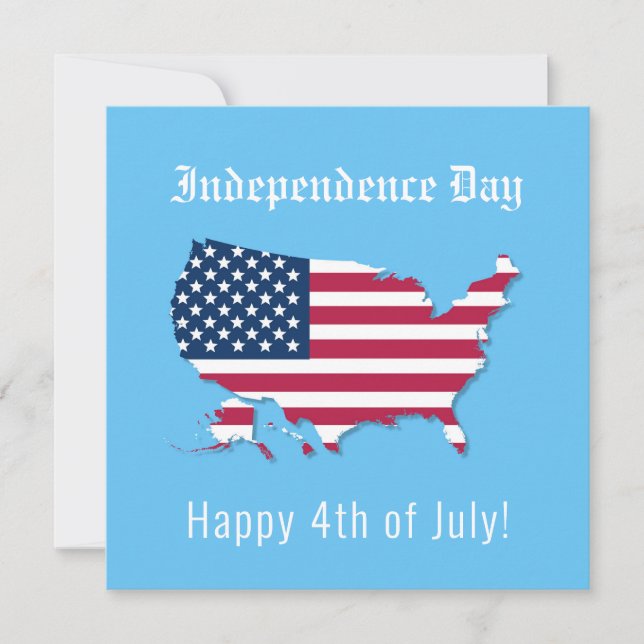 USA Carte Drapeau Fête de l'Indépendance Joyeux 4  (Devant)