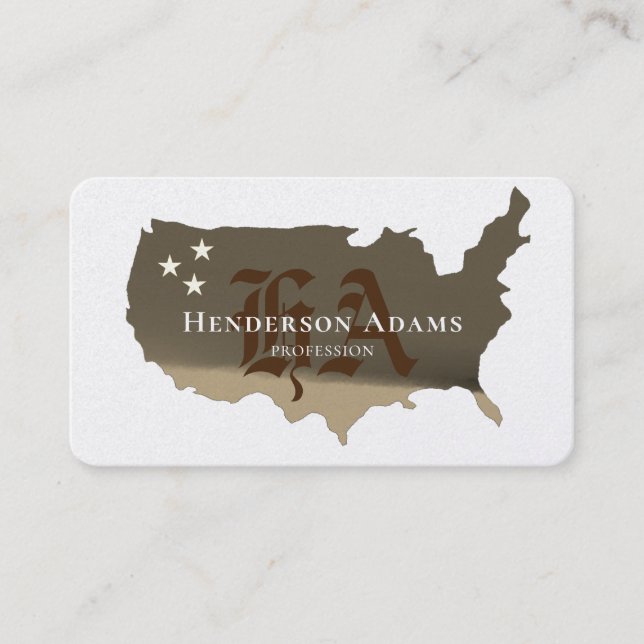 USA Carte Golden Ribbons Stars Monogram (Devant)