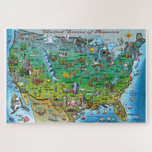 USA Cartoon Map Jigsaw Puzzle