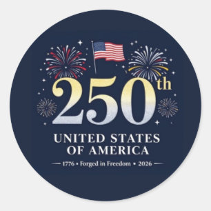 USA Celebrates 250 Years Classic Round Sticker