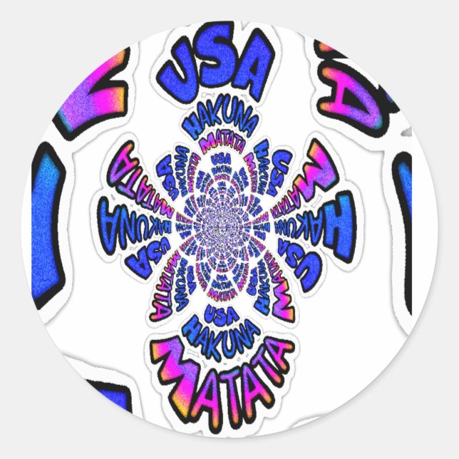 USA Celebration: Lovely Fun Text Dynamic Art Classic Round Sticker (Front)